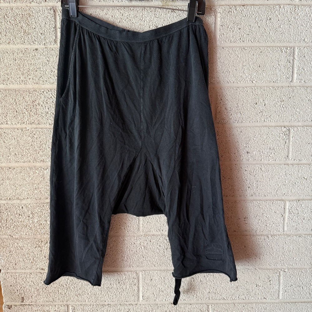 Rick Owen’s Black Jersey Drop Crotch Harem Pants Shorts Small